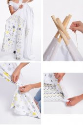 SafeMom - Kızılderili Ahşap Çocuk Oyun Çadırı - Sarı (Demonte) - 5