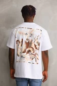 Unisex Baskılı Oversize T-Shirt - Beyaz - 2