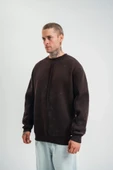 POLIZEI Premium Kalite Bisiklet Yaka Yıkamalı SweatShirt - Kahverengi - 1