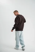 POLIZEI Premium Kalite Bisiklet Yaka Yıkamalı SweatShirt - Kahverengi - 3