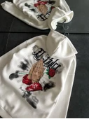 Üç İplik Penye Uzun Kol Kapşonlu Baskılı SweatShirt - Beyaz - 1