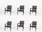 DOGANT Rattan 6 Adet Koltuk Sandalye Kahverengi - 1