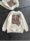 Bisiklet Yaka Baskılı SweatShirt - Beyaz - 2