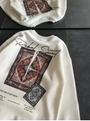 Bisiklet Yaka Baskılı SweatShirt - Beyaz - 3