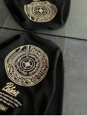 Kışlık Bisiklet Yaka Ön Ve Arka Baskılı SweatShirt - Siyah - 4