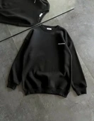Kışlık Bisiklet Yaka Oversize Baskılı SweatShirt - Siyah - 4