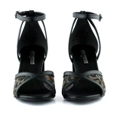 Erkan Saçmacı Charlotte Siyah Leopar Çapraz Bantlı Fileli Kalın Topuklu Zarif Abiye Ayakkabı thumbnail 4