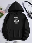 Kışlık Üç İplik Kapşonlu SweatShirt - Siyah - 1
