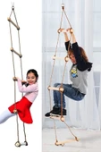 Çocuk Ahşap ip 6 Merdiven Montessori Eğitici Trapez Salıncak Tırmanma Kulesi Jimlastik Salıncağı - 2