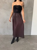 Kadın Yüksek Bel Pliseli Etek - 2