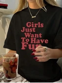Baskılı Oversize T-shirt - Siyah - 1