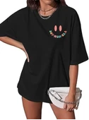Bisiklet Yaka Kısa Kol Baskılı T-shirt - Siyah - 3
