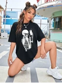 Baskılı T-shirt - Siyah - 4