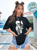 Baskılı T-shirt - Siyah - 1