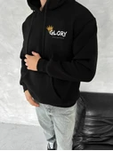 Kışlık Üç İplik Kapşonlu SweatShirt - Siyah - 1