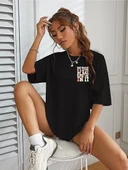 Bisiklet Yaka Baskılı T-shirt - Siyah - 1