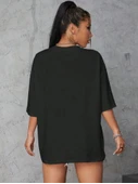 Baskılı Oversize T-shirt - Siyah - 2