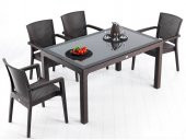 70X120 Rattan Masa 4 Sandalye Camlı 4 Minder - 1