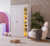 DOLUNAY 2 KAPILI DOLAP VE KİTAPLIK - BEYAZ PEMBE thumbnail 1