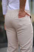 Erkek Beli Bağcıklı Duble Paça örme Pamuklu Kumaş Jogger Pantolon - 3