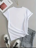 Kadın Kısa Kollu Palmiye Baskılı Viskon T-shirt - 4