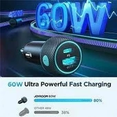JOYROOM 60W USB/USB-C / Type-C  Araç Şarj Cihazı Siyah Çakmaklık - 4