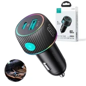 JOYROOM 60W USB/USB-C / Type-C  Araç Şarj Cihazı Siyah Çakmaklık - 1