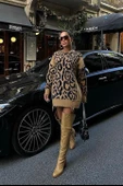 Leopar Desenli Yırtık Detaylı Kazak 1344 - 2