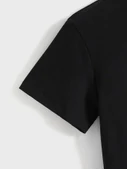 Baskılı Oversize Bisiklet Yaka T-shirt - Siyah - 2
