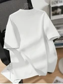 Baskılı Oversize Bisiklet Yaka T-shirt - Beyaz - 2