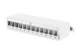 Digitus 12 port Modüler Masaüstü Tip Patch Panel, Zırhlı (Shielded), LSA, RAL 7035, açık gri renk - 1