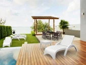 Omnipazar TRK-860 Siesta Fiji Rattan Desenli Ayarlanabilir Lüks Şezlong Beyaz 2'li Set - 5