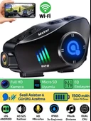 Q28 Wifi Kameralı Motosiklet Kask Kulaklık İnterkom Bluetooth  SD Kart Destekli Su Geçirmez İntercom - 1