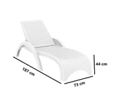 Omnipazar TRK-860 Siesta Fiji Rattan Desenli Ayarlanabilir Lüks Şezlong Beyaz 2'li Set - 2