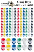 Guaj Boya 3 ml 6 Renk 20 Paket Mini Küçük Guaj Boya Etkinlik Boyama Boyası Su Bazlı Resim Okul Öncesi Kreş Ana Sınıfı thumbnail 1