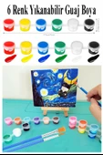 Guaj Boya 3 ml 6 Renk ve Resim Fırçası 10 Paket Mini Küçük Guaj Boya Etkinlik Boyama Boyası Su Bazlı Resim Okul Öncesi - 2