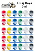 Guaj Boya 3 ml 6 Renk ve Resim Fırçası 5 Paket Mini Küçük Guaj Boya Etkinlik Boyama Boyası Su Bazlı Resim Okul Öncesi - 1