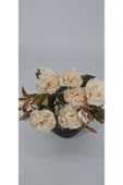 Yapay eskitme ekru karanfil saksı vazo dekor çiçeği thumbnail 4