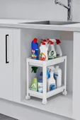 Flex Elite Pro 2 Katlı Beyaz Tekerlekli Çok Amaçlı Banyo & Mutfak Düzenleyici Raf - Evye Altı - 1