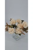 Yapay eskitme ekru karanfil saksı vazo dekor çiçeği thumbnail 2