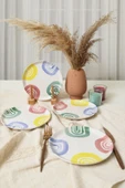 Keramika Etnik Hitit Pasta Tabağı 20 Cm 4 Adet 22550 - 4