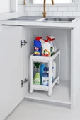 Flex Elite Pro 2 Katlı Beyaz Tekerlekli Çok Amaçlı Banyo & Mutfak Düzenleyici Raf - Evye Altı - 3