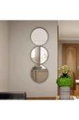 aden home senin evin senin dünyan Yuvarlak Duvar Aynası, 3 Adet Dekoratif Duvar Aynası, Salon Duvar Aynası, Antre Hol Banyo, Supla - 1