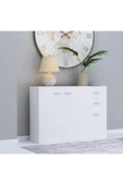 aden home senin evin senin dünyan Çekmeceli Kapaklı Şifonyer, Dresuar, %100 MDF Beyaz Şifonyer, Yatak Odası Şifonyer, 75x100cm, MSFN10 - 1