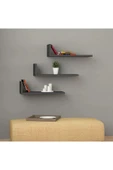 aden home senin evin senin dünyan Antrasit  MDF Dekoratif Duvar Rafı, Uçan Raf, Ahşap Duvar Rafı, Banyo Mutfak Çocuk Odası Duvar Rafı - 1