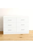 aden home senin evin senin dünyan 6 Çekmeceli Şifonyer, Dresuar, %100 MDF Beyaz Şifonyer, Yatak Odası Şifonyer, 75x110x40cm, MSFN11 - 4