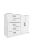 aden home senin evin senin dünyan 5 Çekmeceli Kapaklı Şifonyer, %100 MDF Beyaz Şifonyer, Yatak Odası Şifonyer, 90x120cm, MSFN09 - 2