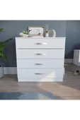 aden home senin evin senin dünyan 4 Çekmeceli Şifonyer, Dresuar, %100 MDF Beyaz Şifonyer, Yatak Odası Şifonyer, Çekmeceli Dolap - 2