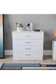 aden home senin evin senin dünyan 4 Çekmeceli Şifonyer, Dresuar, %100 MDF Beyaz Şifonyer, Yatak Odası Şifonyer, 74x75x37cm, MSFN12 - 1