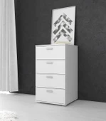 aden home senin evin senin dünyan Çekmeceli Şifonyer, Dresuar, %100 MDF Beyaz Şifonyer, Çekmeceli Dolap, Dosya Evrak Dolabı - 1